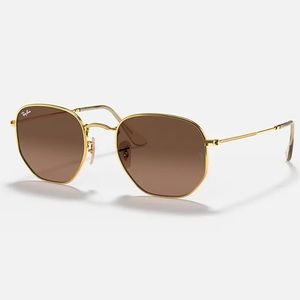 Ray-Ban Hexagonal Flat Lenses - Brown & Gold 3548N
